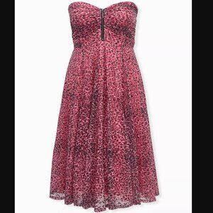 Betsey Johnson x Torrid Black Pink Lace Tulle Leopard Dress Womens Size 14